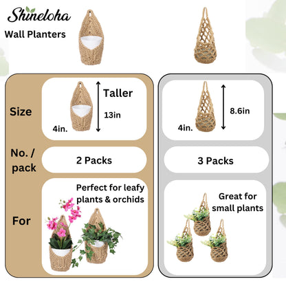 Shineloha 2 Pack 4-inch Hanging Planters for Indoor Plants, Macrame Wall Plant Hanger | Wall Plant Holder, Wall Planters for Indoor Plants (2 Pack, up to 4 inch Pot)