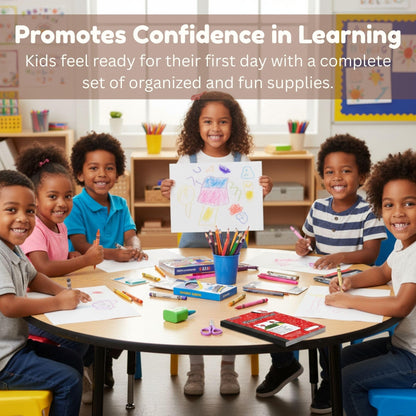 OMURA Learning Primary School Supplies Kit (K–2) – 56-Count Back-to-School Supply Box for Students | Composition Book, Ruler & Early Learning Essentials for Kindergarten School Supplies Color may Vary