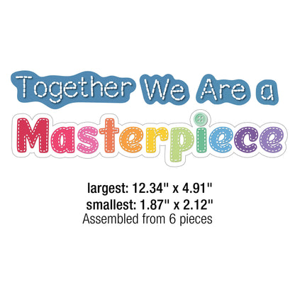 Carson Dellosa Crafty and Cool 54-Piece Together We are a Masterpiece Motivational Bulletin Board Set, Colorful Quilt Squares and Denim Strips Classroom Decor