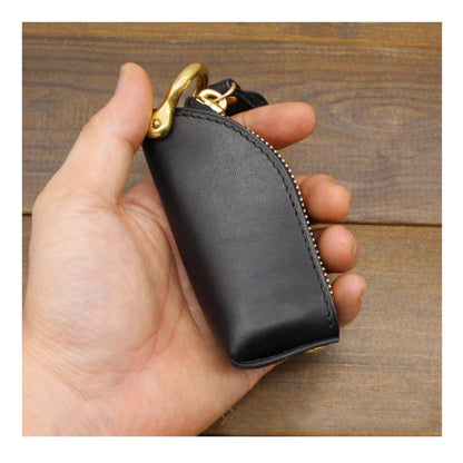 Zip-Around Key Pouch, Zippered Key Holder with Hanging Ring, Car Key Fob Protector, PU Key Fob Case (Green)