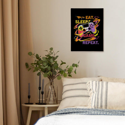 XINCEYWJ Gaming Gamer Room Wall Decor, Eat Sleep Game Repeat Canvas Art Prints Framed, Toddler Boy Room Decor, Anime Gaming Theme Wall Art for Children Youth Boy Room Nursery Room, 11x14 In