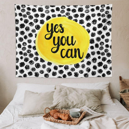 DDCBNS Inspirational Quote Tapestry,Educational Tapestry for Kids Teen Student,Black and White Tapestry for Study Classroom Bedroom Living Room 80"" x 60"", Black＆White
