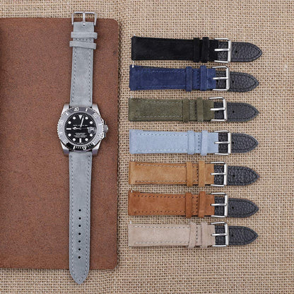 Onthelevel Suede Watch Strap-18mm 19mm 20mm 22mm 24mm Suede Leather with Black Leather Back Watch Band for Men or Women
