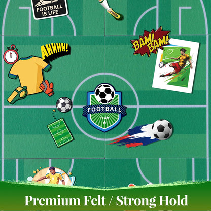 APOBATK Arched Felt Bulletin Board Soccer Field Design, 35" x 24" - 6 Tiles Soccer Room Decor for Boys, Sports Wall Decor Pin Board for Bedroom Office Photos & Notes