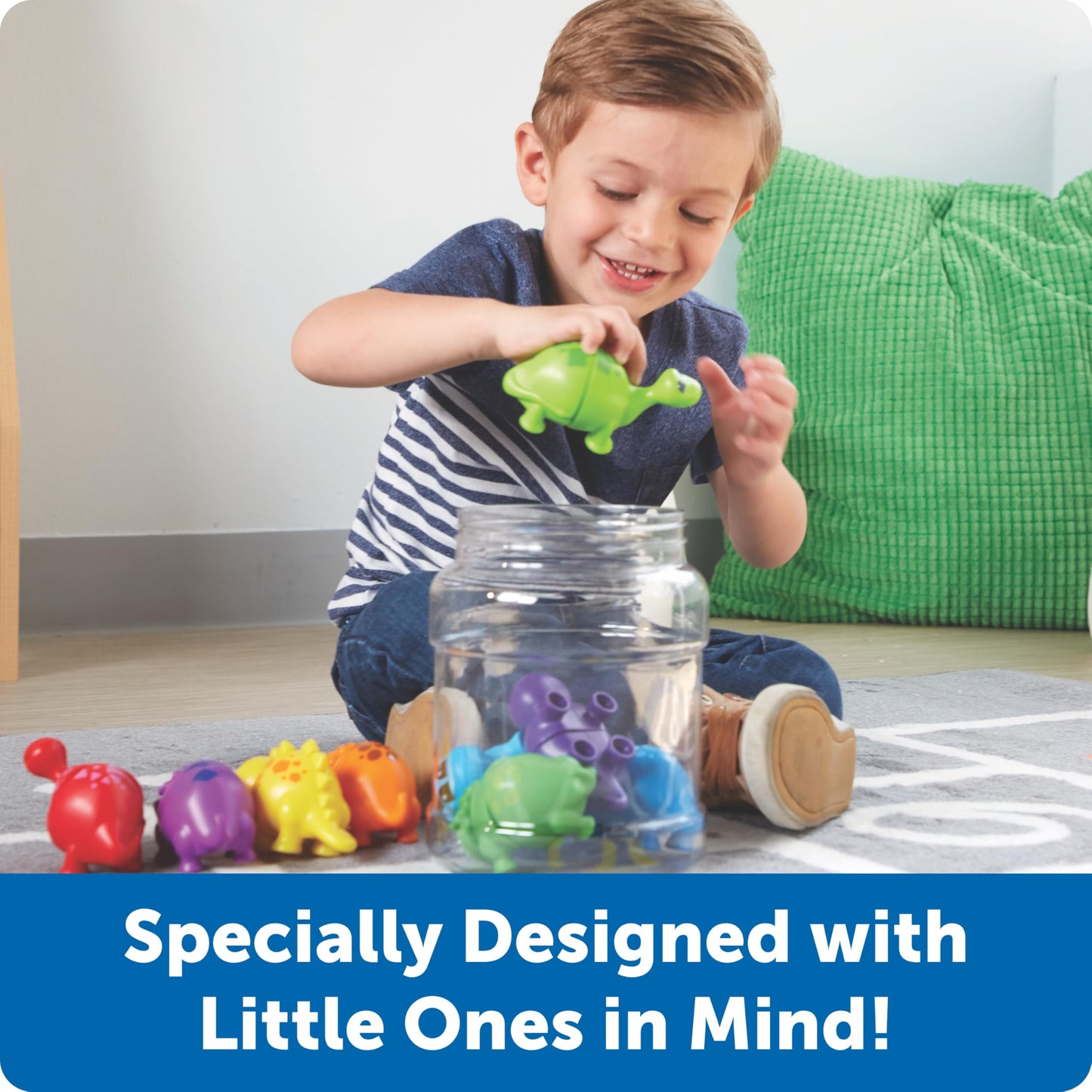 Learning Resources Snap-n-Learn Matching Dinos - Dinosaur Toys, Mini Plastic Figures, Sensory Bin, Toddler Travel Games, Shape Sorter, Preschool, Fine Motor Skills, Montessori Counting