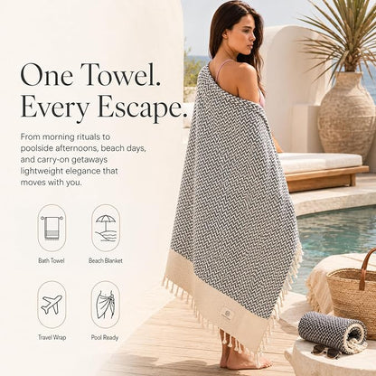 Madamelique Oversized Bath Towel 39"x71" -%100 Premium Cotton Large Bath Towel for Adults - Ultra Soft & Absorbent, Sand-Free,Quick Dry Bath Sheet for Spa, Pool, Travel (Gray)