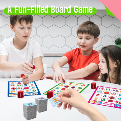 SpriteGru Alphabet Bingo Game, Uppercase/Lowercase/Number Bingo Game ABC and 123 Bingo Board Game for Kindergarten and Preschool Kids 4+, Perfect for Classroom & At Home