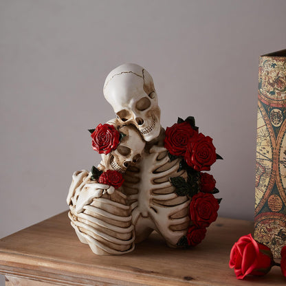 BANOMII Gothic Skeleton Couple Figurine Statues for Home Decor, Goth Wedding for Him and Her, Spooky Skull Sculpture Bedroom Decor for Couples, Oddities Halloween Decorations