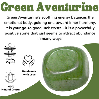 Amazing Gemstone Green Aventurine Crystals and Healing Stones Tumbled - 1 oz Green Aventurine Stone, Natural Healing Stones for Energy Balance, Stress Relief - Premium Polished Gems Rocks