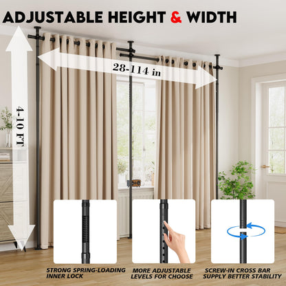 Curtain Rods No Drilling for Room Divider, Tension Curtain Rod 180in Wide Adjustable Wall Divider for Window Heavy Duty Partition Room Dividers Separation, Floor to Ceiling Space Privacy Separator
