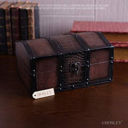 Hosley Decorative Wooden Storage Box with Leather Clasp 9 Inch Long. Ideal Gift for Wedding Special Occasion Study Home Den Dorm Spa Aromatherapy Settings Memories O4