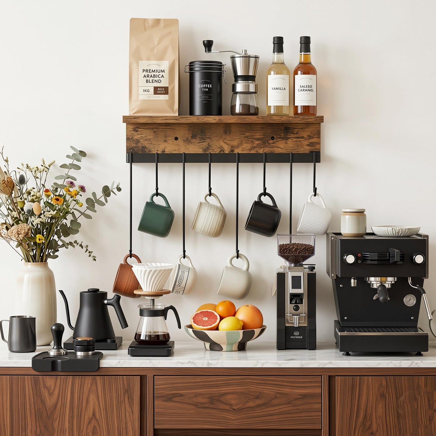 yeavs Wall Mounted Mug Holder with 8 Hooks