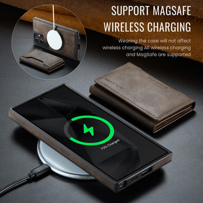 SZHAIYU K2 2 in 1 Detachable Magnetic Phone Cases Compatible with Samsun Galaxy S24 Ultra Case with Card Holder RFID Blocking, Compatible with Magsafe Wallet, Leather 6.8'' (S24 Ultra,Coffee)