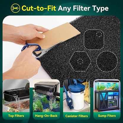 Borlech Aquarium Bio Filter Sponge Pad - Cut-to-Size Aquarium Filter Media for Fish Tank, Pond, Sump - Mechanical & Biological Filtration (18.5"x18.5"x0.8", 20PPI, 2 Pack)