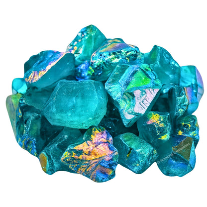 Amazing Gemstone Aqua Aura Quartz Raw Crystals and Healing Stones, Natural Rocks for Meditation - DIY Raw Stones and Crystals, 2 Pieces