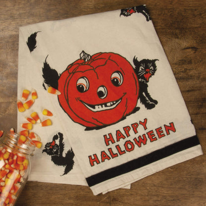 Primitives by Kathy Retro-Inspired Halloween Dish Towel, 28 x 28-Inch, Happy Halloween