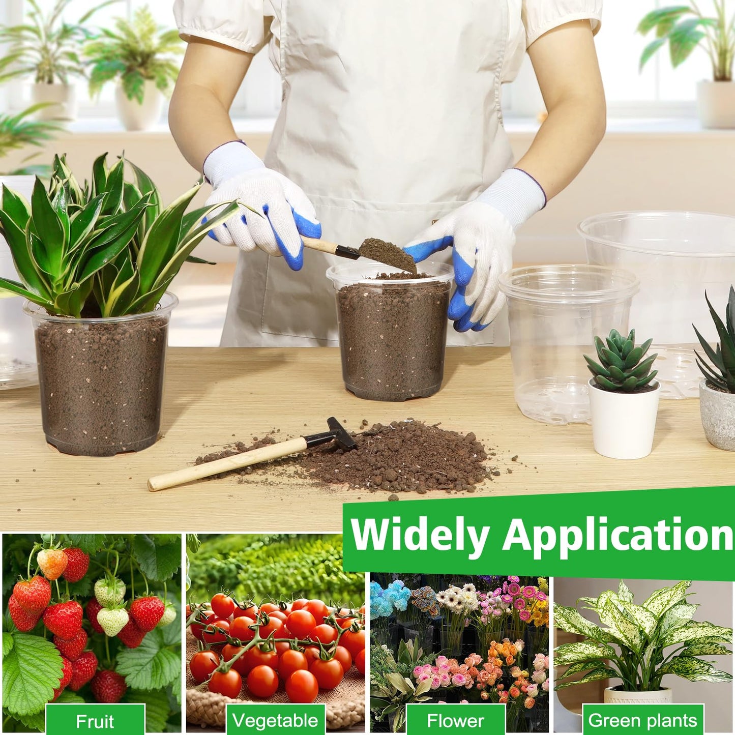 DUNPUTE 6/8/10 Inch Large Clear Nursery Pots with Drainage, 12 Pack Plastic Pots for Plants, Ideal Seedling Pots and Plant Pots for Vegetables, Orchids, Aloe, Indoor Outdoor Use (6 8 10 inch)