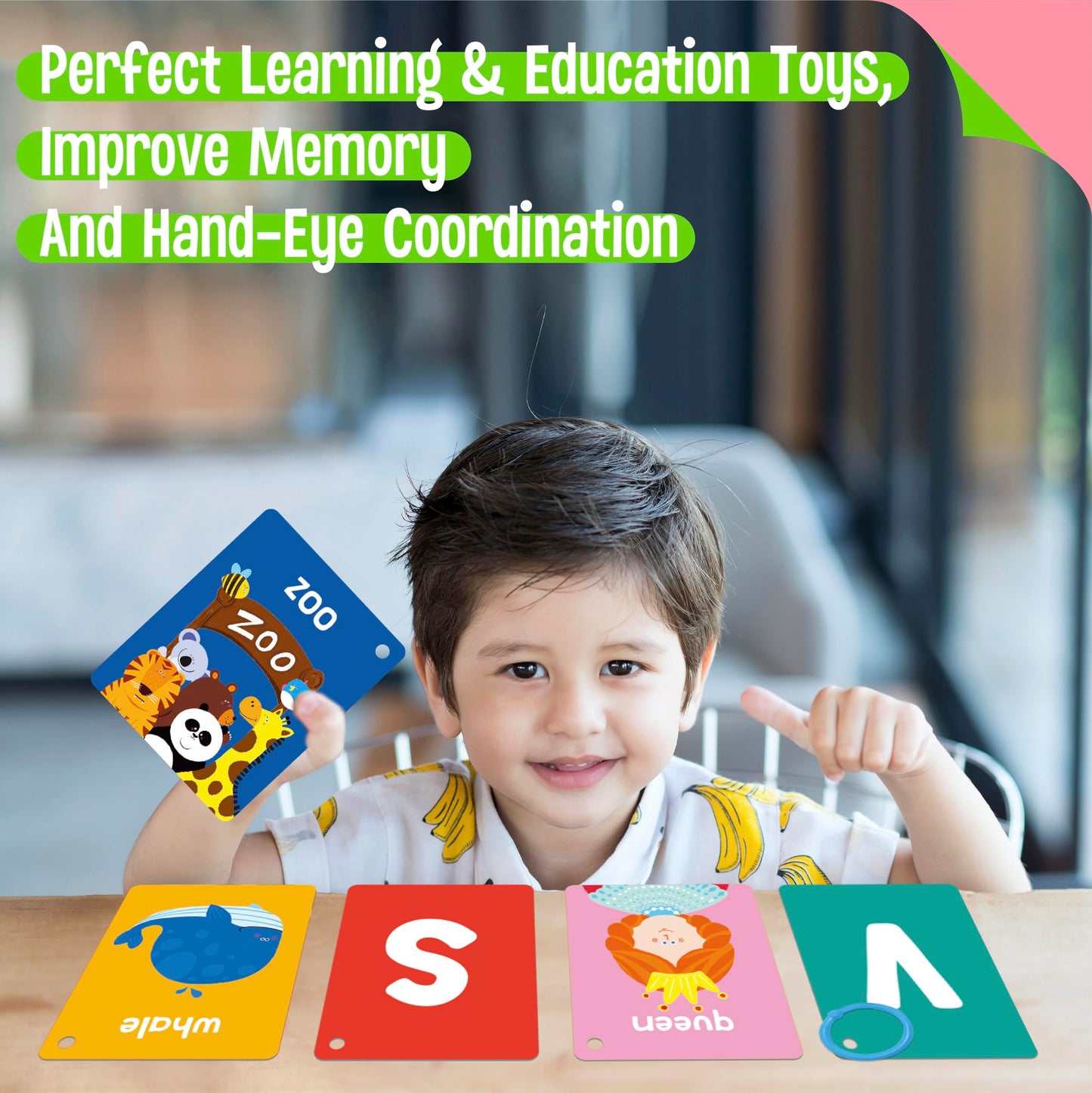 SpriteGru Alphabet Flash Cards, 52 Double Sided Cards, Uppercase & Lowercase Letter Cards, Letters and Sight Words Learning Cards for Preschool and Toddlers Learning