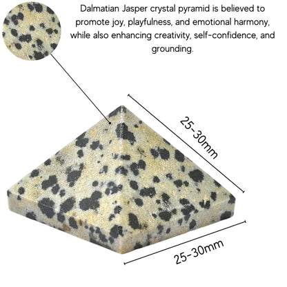 Amazing Gemstone Dalmatian Jasper Pyramid Crystal Healing Stones - 1" Great Pyramid Figurine of Natural Stone Pyramid for Meditation, Reiki, Chakra Balancing and Crystal Pyramids Grid