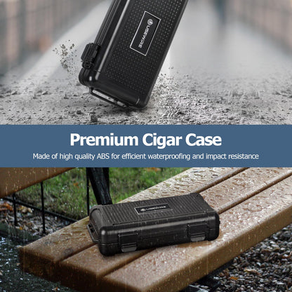 USEWIRE Cigar Humidor, Cigar Travel Humidor, Cigar Case for 4-5 Cigars, with Cigar Holder and Cigar Cutter, Portable Cigar Humidor Travel, Cigar Gifts for Cigar Accessories(Black)