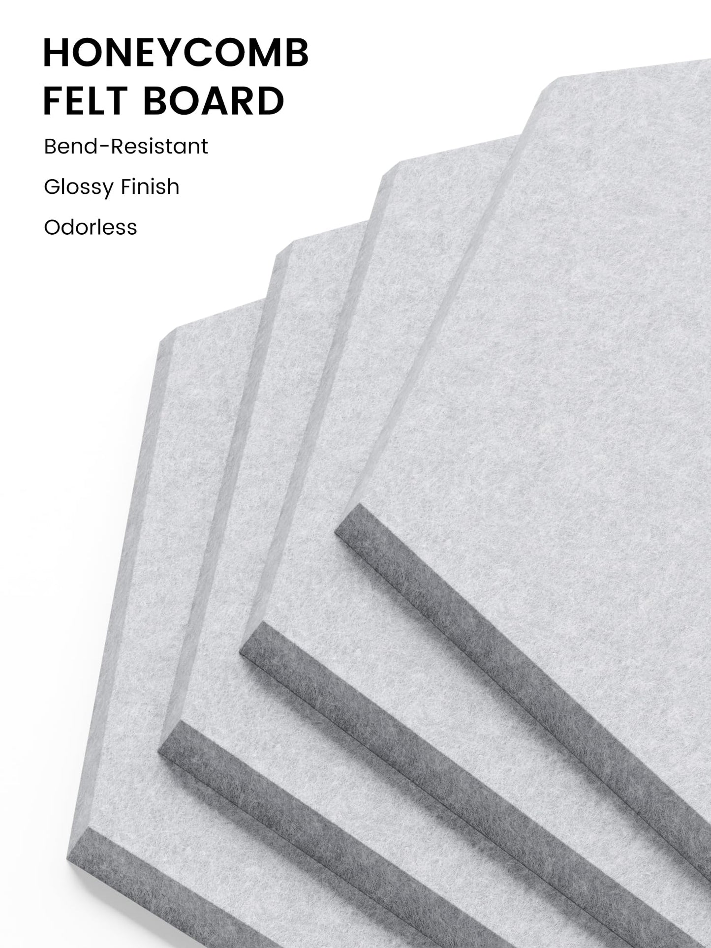 Fluxynara Hexagon Cork Board Alternative for Walls Decor-8-Pack Felt Bulletin Board Tiles,with 30 Pushpins,50 Adhesive Tabs for Office,Classrooms & Home Pin Board Felt Board-Soft Gray