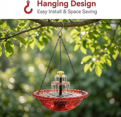 Solar Cascade Hanging Bird Bath Fountain, 2026 Upgraded Hanging Bird Bath with Flowing Water for Outdoors Garden Patio Backyard Lawn Decor (Purple)