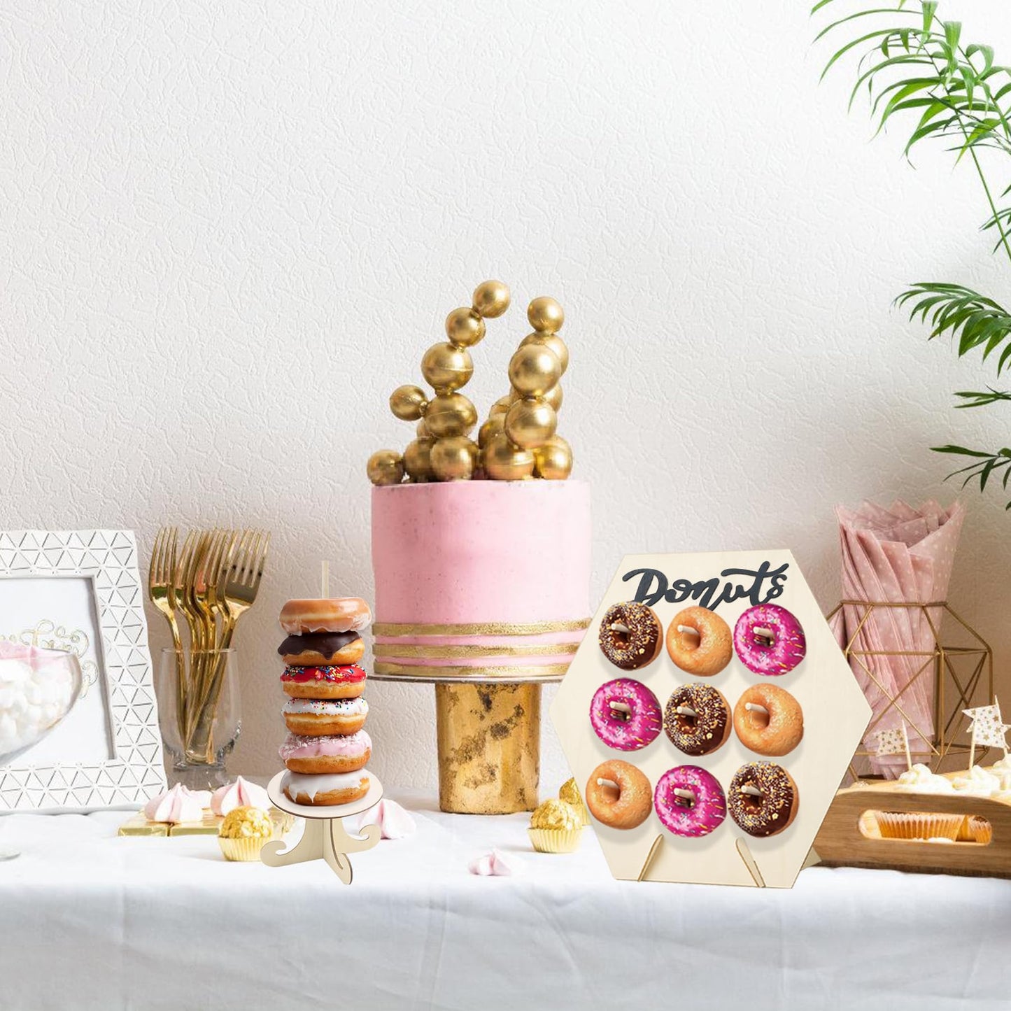 DSAZNIS 6 Pack Donut Stand Set Donut Wall Display Stand for Party Wooden Doughnut Board Holder for Dessert Table Baby Shower Wedding Birthday