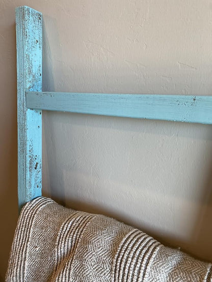 BARNWOODUSA Rustic Farmhouse Decorative Ladder - Our 47 in Ladder can be Mounted Horizontally or Vertically and is Crafted from Upcycled Wood No Assembly Required Robins Egg Blue