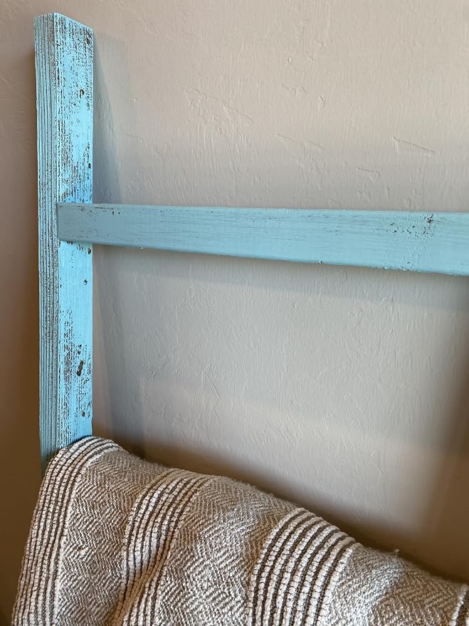 BARNWOODUSA Rustic Farmhouse Decorative Ladder - Our 6 ft Ladder can be Mounted Horizontally or Vertically and is Crafted from Upcycled Wood No Assembly Required Robins Egg Blue