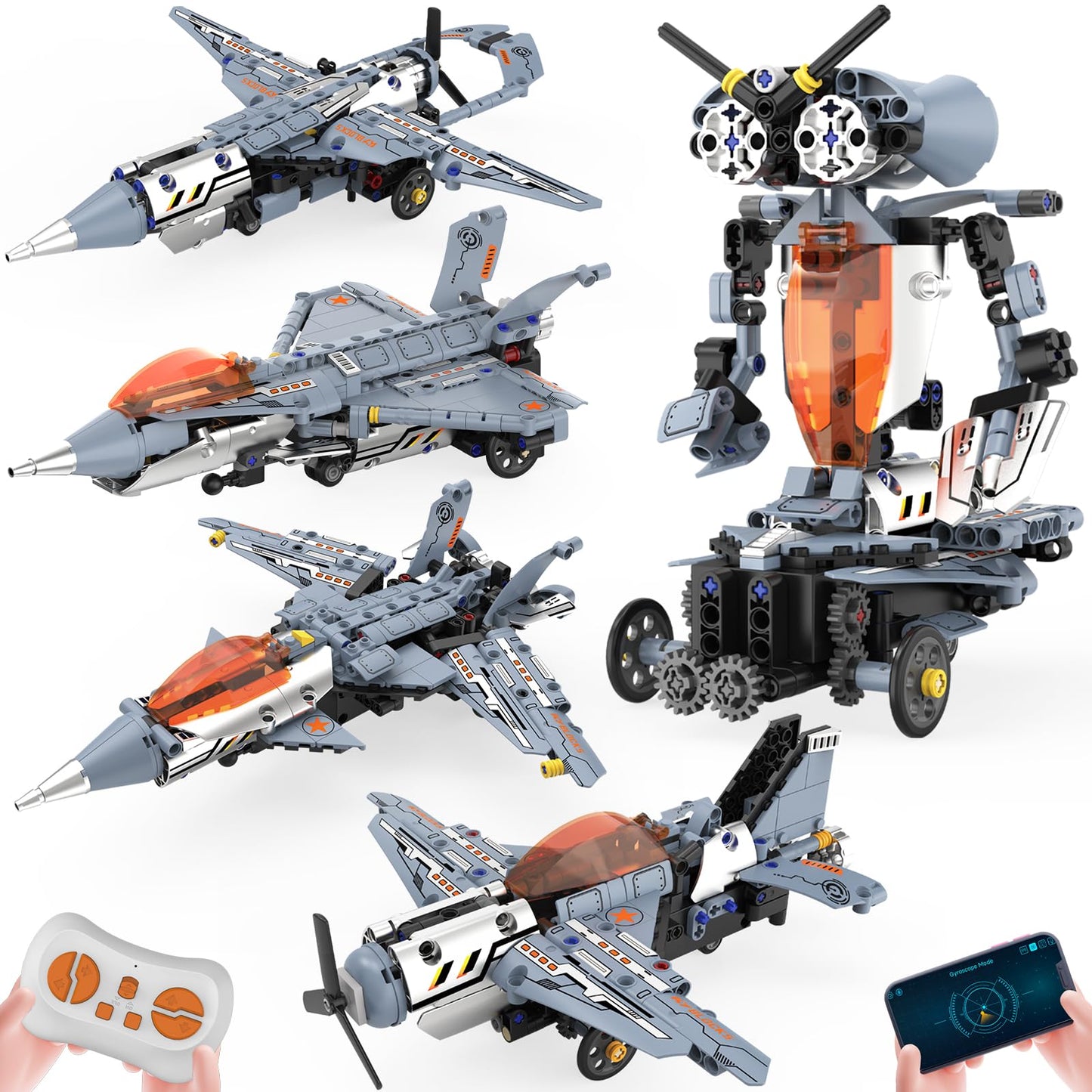 Ansnibe STEM Robot Building Set, 5-in-1 Remote & APP Controlled Robot Toys for Kids Ages 6-16, 334 Pcs DIY Building Blocks Engineering Science Educational Kit, Birthday Gift for Boys Girls