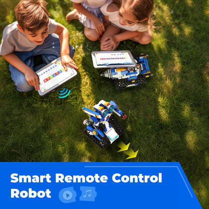 Apitor Robot J Creative Building Kit With Storage Box, 6-in-1 Programmable App Remote Control Tank STEM Learning Toy, Educational Coding Gifts for 7-12 Years Old Kids