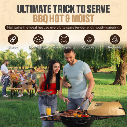 WinzMil BBQ Blanket for Resting Meat – Insulated Reusable Smoker Bag with Wide Mouth, Foldable Design & Handles Heavy-Duty – Perfect for Brisket, Pork, Turkey, Beef, Steak, Picnics & Camping (21in)