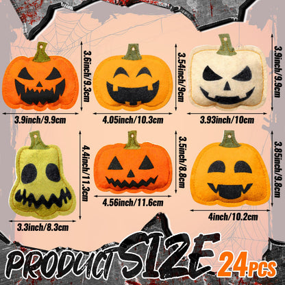 Windkream 24 Pcs Halloween Tree Ornaments Mini Pumpkin 3D Felt Hanging Decor Small Pumpkin Face Ornaments Bulk Tree Decorations for Halloween Party Supplies