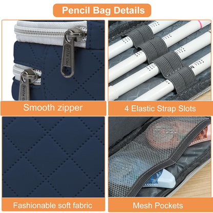Della Gao Large Pencil Case, Big Capacity Pencil Pouch with 3 Compartments, Office Pencil Bag with Zipper, Big Pen Case for Adults (01-3SLLG)