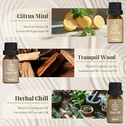 ARVIDSSON Zen Essential Oils Set, Nautal Tranquil Essential Oil for Diffusers for Home - Zen Garden, Lavender Dream, Serene Spa, Citrus Mint, Tranquil Wood, Herbal Chill, Gift for Women