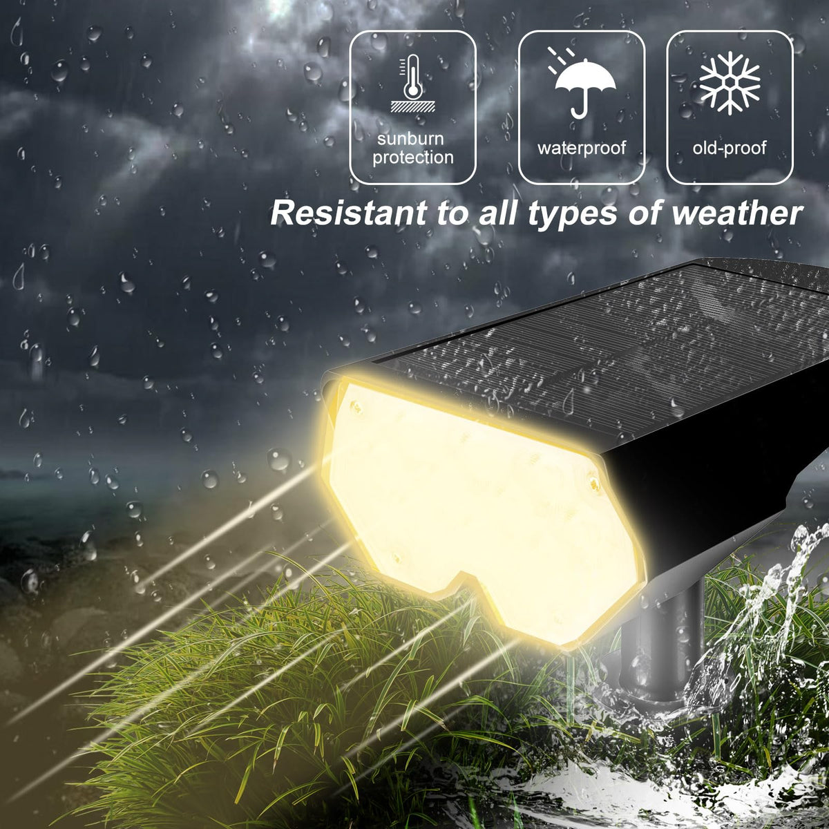 FOSUNKER All-New Solar Spot Lights Outdoor Waterproof，20 LEDs Solar Flag Light with 2 Modes,Landscape Spotlights for Pathway, Patio, Garden, Trees ，Pool(2 Pack,Warm Light)