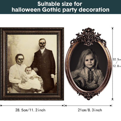 DUAIAI Halloween Decorations, 12 Pieces Laminated Halloween Gothic Decor Poster Frames Durable Haunted House Creepy Portraits Pictures Spooky Home Decor