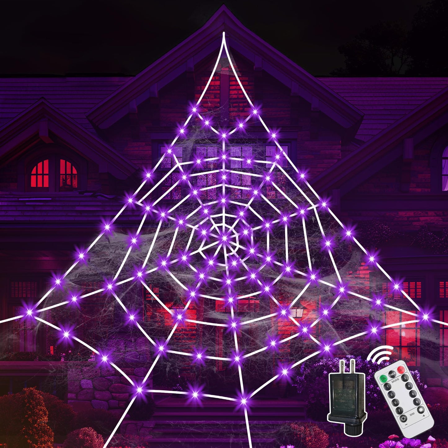 Giant Spider Webs Halloween Decoration Outdoor,Halloween Spider Web for Scary Halloween Yard Decorations