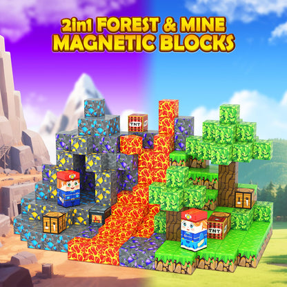 Toyvimo Magnetic Blocks 100PCS Kids Toys Magnetic Building Blocks Build Mine Magnet World Craft Cubes Boys Toys Ages 3-5 4-6 5-7 6-8, 3-12 Year Old Boy Birthday Gifts