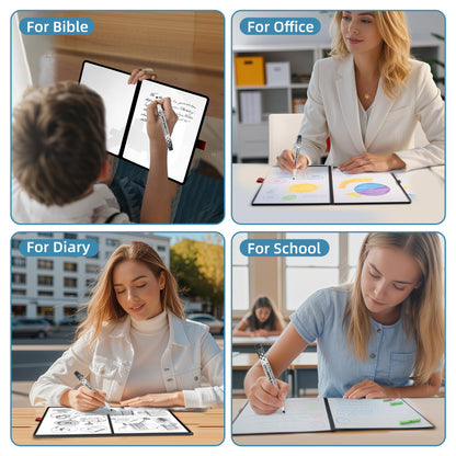iNenya A5 Pocket White Board - Double-Sided Dry Erase Board 8x6 inch - Ultra-Thin 0.3" Portable Whiteboard with Markers & Erase | Anti-Ghosting Surface for Office Home School Student(Double-A5 Black)