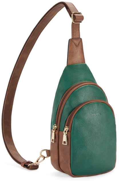 Telena Small Sling Bag for Women Leather Crossbody Fanny Packs Chest Bag for Women