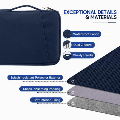 TiMOVO 9-11" Tablet Sleeve Bag for iPad 11-inch A16 2025, iPad 10.9"/10.2"| Air 11 Inch/5th/4th Gen. 10.9", Galaxy Tab A9+/A11Plus 11", Protective Bag with Pockets, Indigo