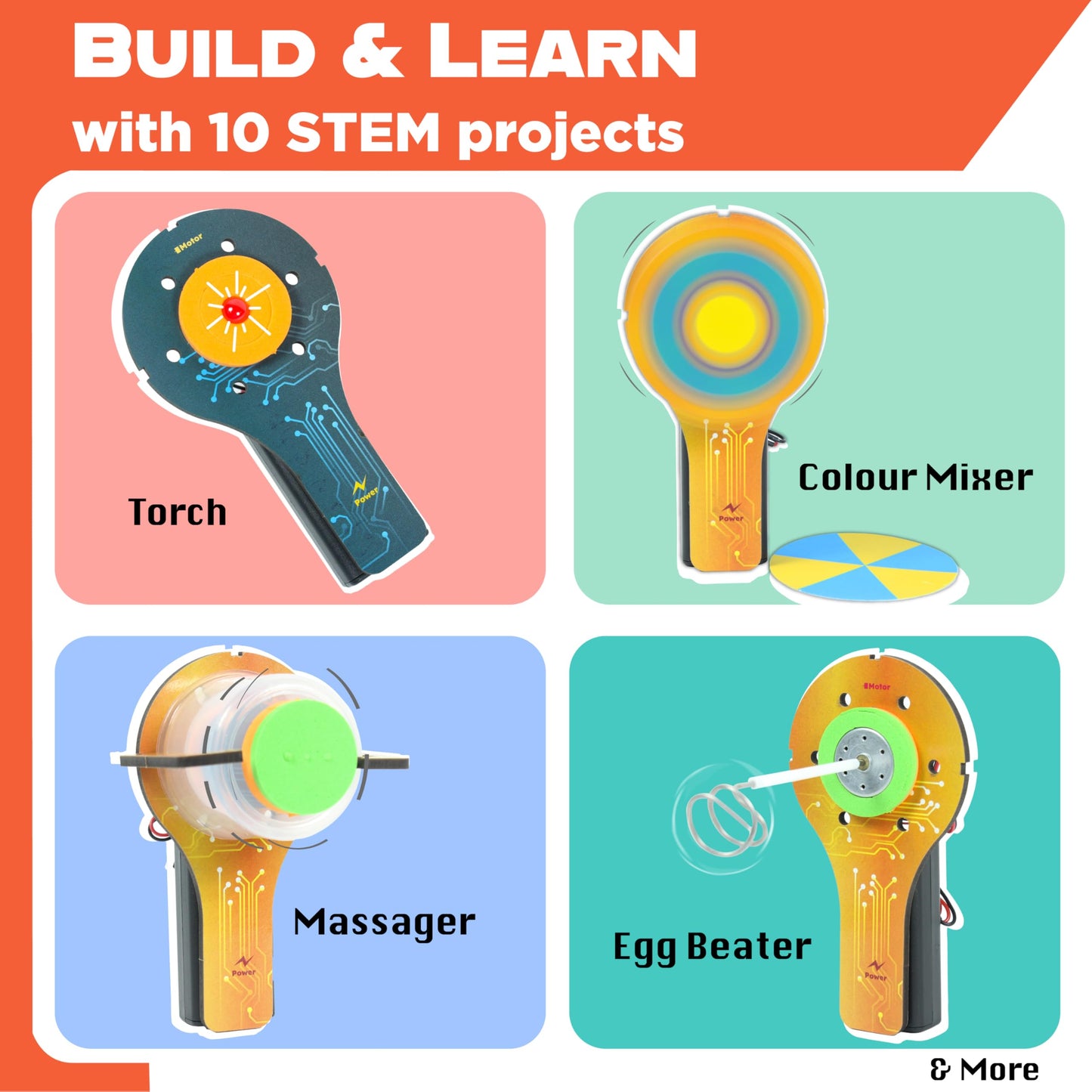 Butterfly EduFields STEM Kit 10-in-1 Science Experiments & Projects for Kids Ages 5-12 | Engineering Building Toy, Electronic Motor Robot Craft for Boys & Girls, Outdoor Summer Gift
