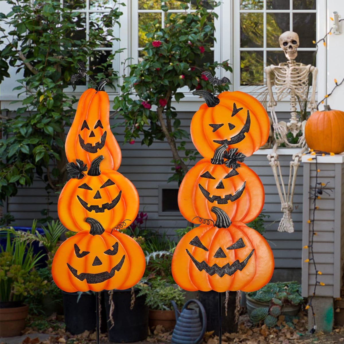 Ridota 2 Pack Halloween Yard Decoration Stakes, Trick or Treat Happy Halloween Yard Signs for Halloween Outdoor Decor