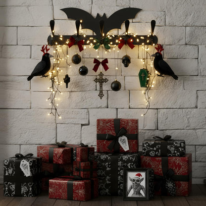 Shimeyao Coat Rack Wall Mount Halloween Christmas Gothic Home Decor Goth Key Hook Heavy Duty 5 Tri Coat Hooks Spooky Black Metal Key Holder for Entryway Hat Jacket Bag Towel Hanger Gift(Bat)