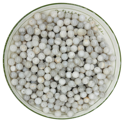 WHNKFB 8mm 50PCS Natural White Crazy Lace Agate Round Beads, Milky Pearl-Alternative Loose Stone Beads for Jewelry Making Craft - 4mm 6mm 8mm 10mm Options with Free Elastic Cord