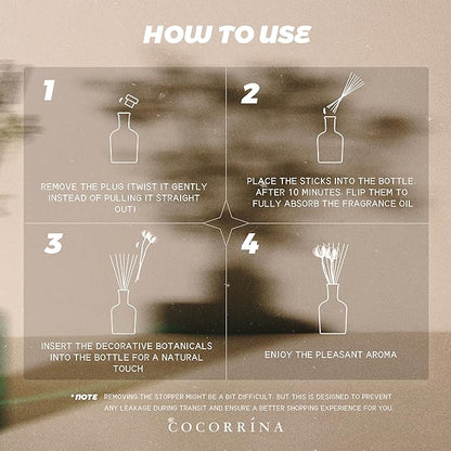 COCORRÍNA Lemon Eucalyptus Reed Diffuser – 6.76 oz Essential Oil with 8 Reeds & Real Eucalyptus Sticks, Home Fragrance for Bedroom or Bathroom Décor