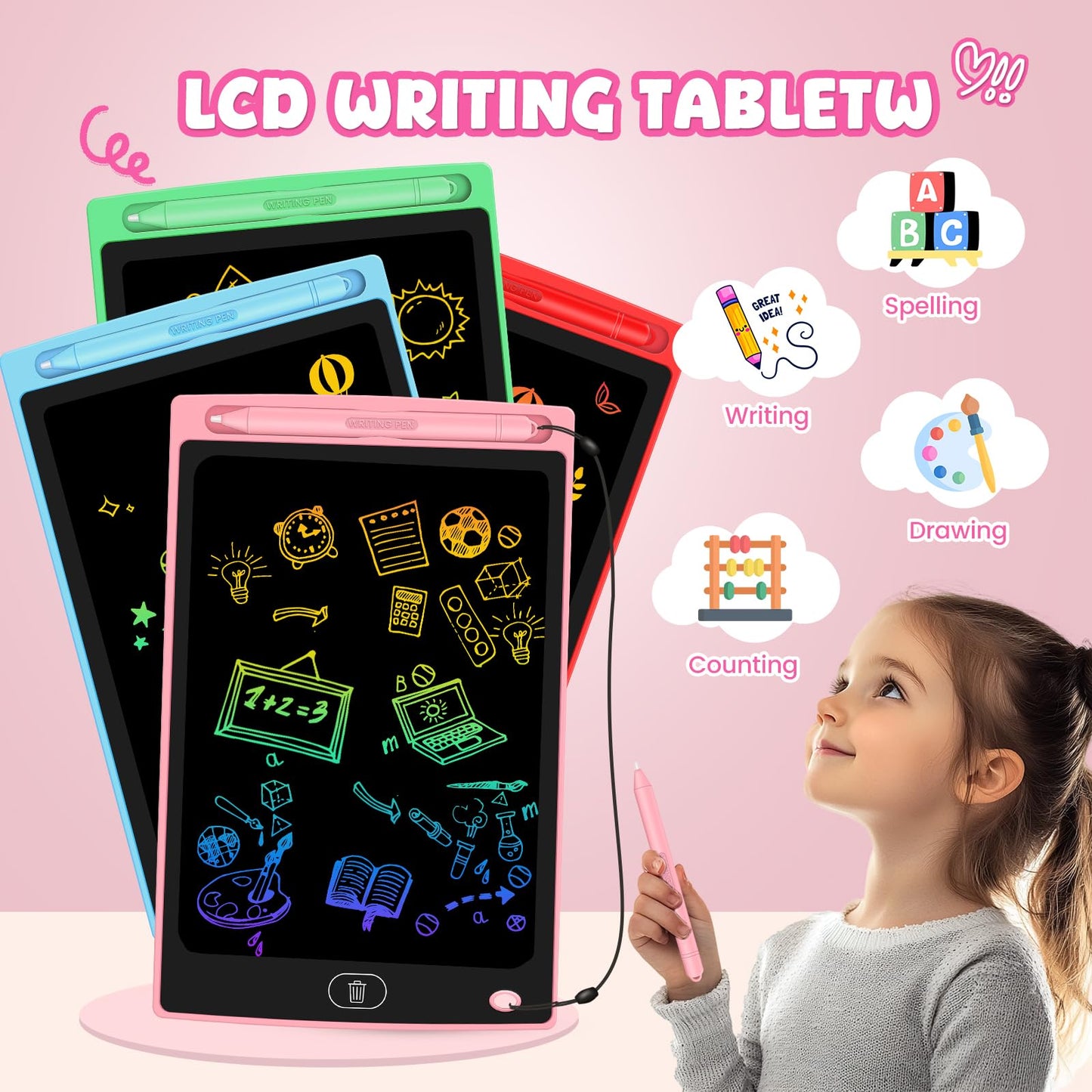 32 Pack LCD Writing Tablet for Kids - Erasable and Reusable Toddler Doodle Board in 8.5 inch, Ideal Drawing Pad for Learning Toy for Ages 3-8, Gift for Girls Boys