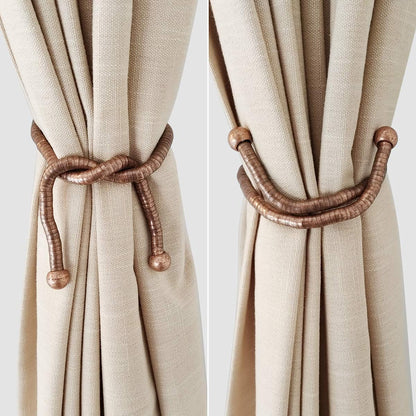 KXLIFE Curtain Tiebacks Clips, Decorative Drapes Holdbacks, Handmade Metal Rope Tiebacks, Creative Window Drapes Twist Tie Backs, Curtain Holders(Antique Copper, 2 Pack)