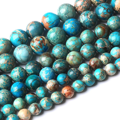 90PCS 4MM Blue Imperial Jasper Beads Stone Beads Natural Gemstone Bead Crystal Healing Energy Jewelry Making DIY 16 inches
